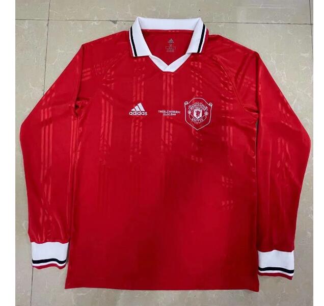 Manchester United Retro White Long Sleeve Soccer Jersey Shirt